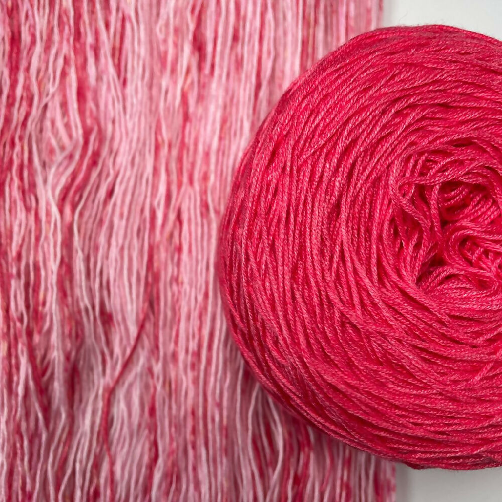 Strawberry Red Speckled Cotton Yarn Cake