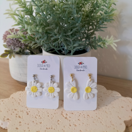 Half Daisy Polymer Clay Dangle Earrings