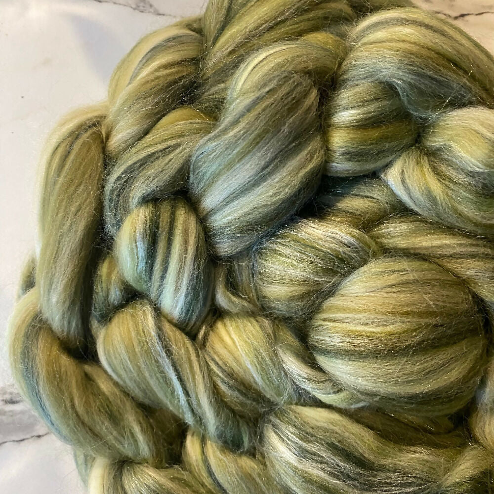 Merino and silk wool roving braid