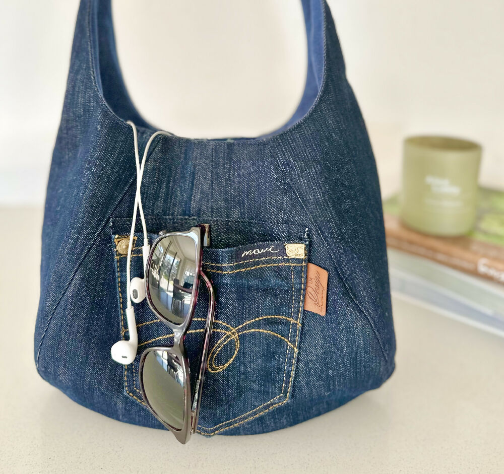 Upcycled Denim Handbag - Dark Blue