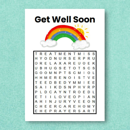 DIGITAL - Printable Get Well Card - WORD SEARCH Puzzle - PDF Download