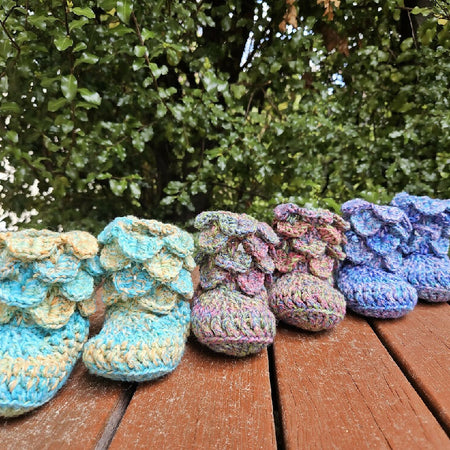 Crochet Multi-coloured Newborn Baby Booties