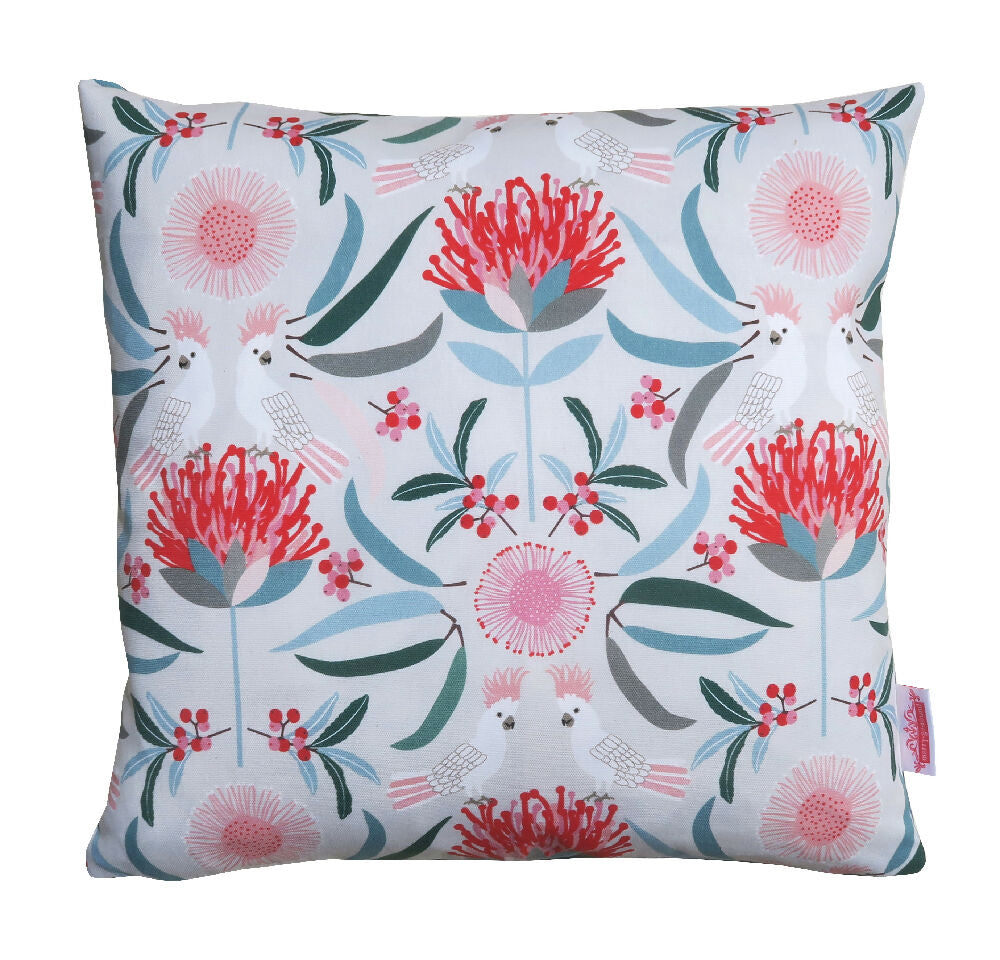 Cockatoos & Fauna cushion 1a