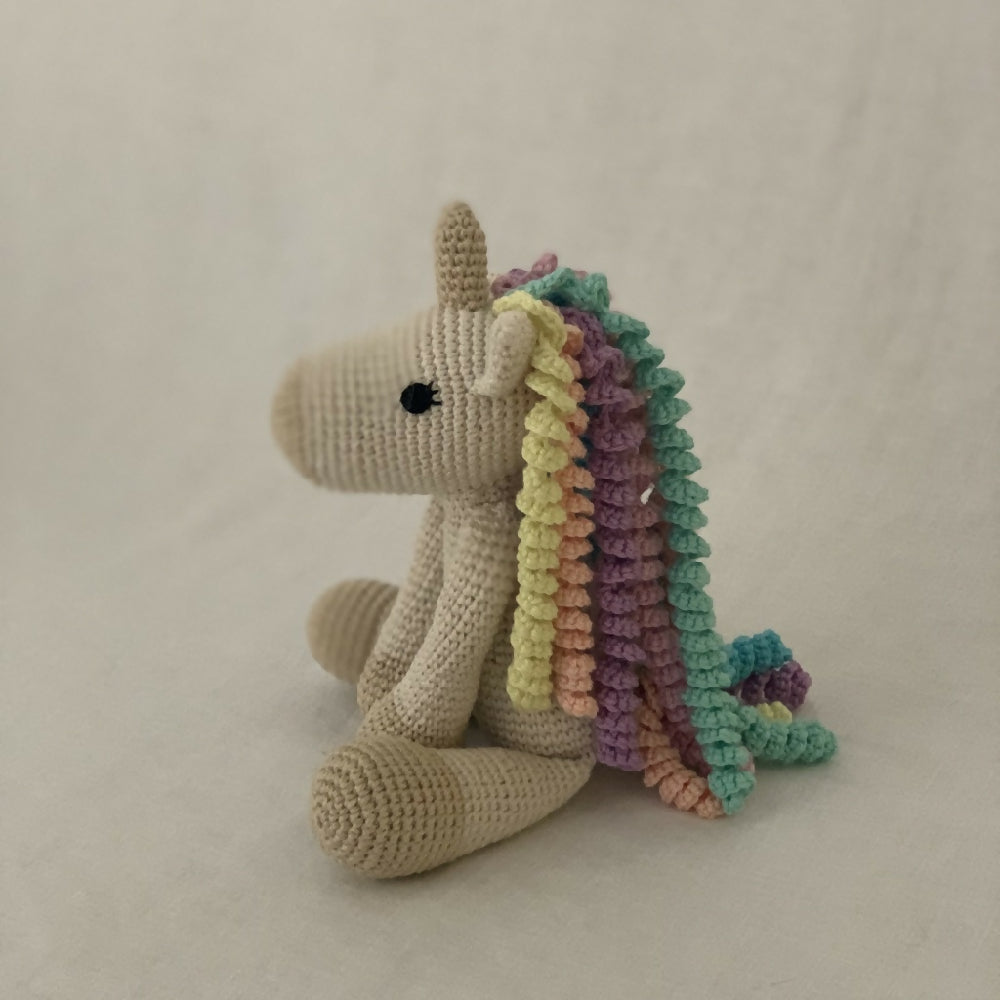 Crochet Soft Toy, Pastel Rainbow Unicorn