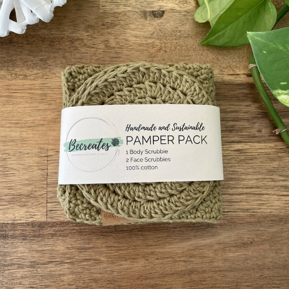 Eco-friendly Pamper Pack |Sustainable Body & Face scrubbie set | Tangerine