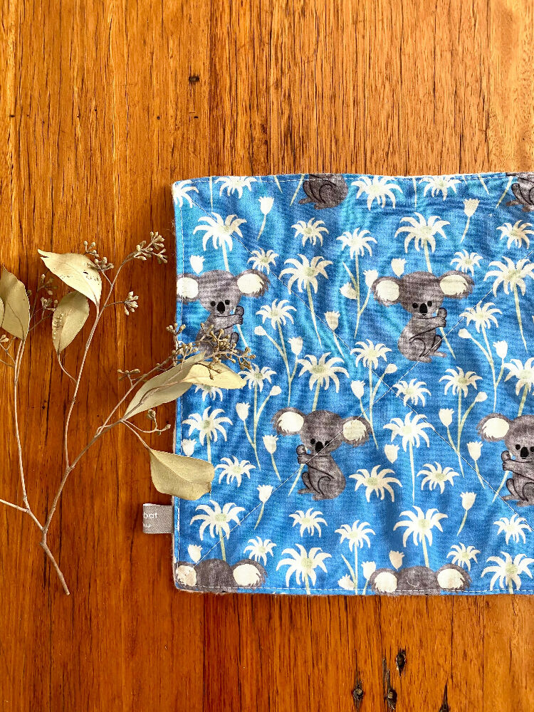 wash cloth - blue koalas / organic cotton hemp fleece / baby toddler child