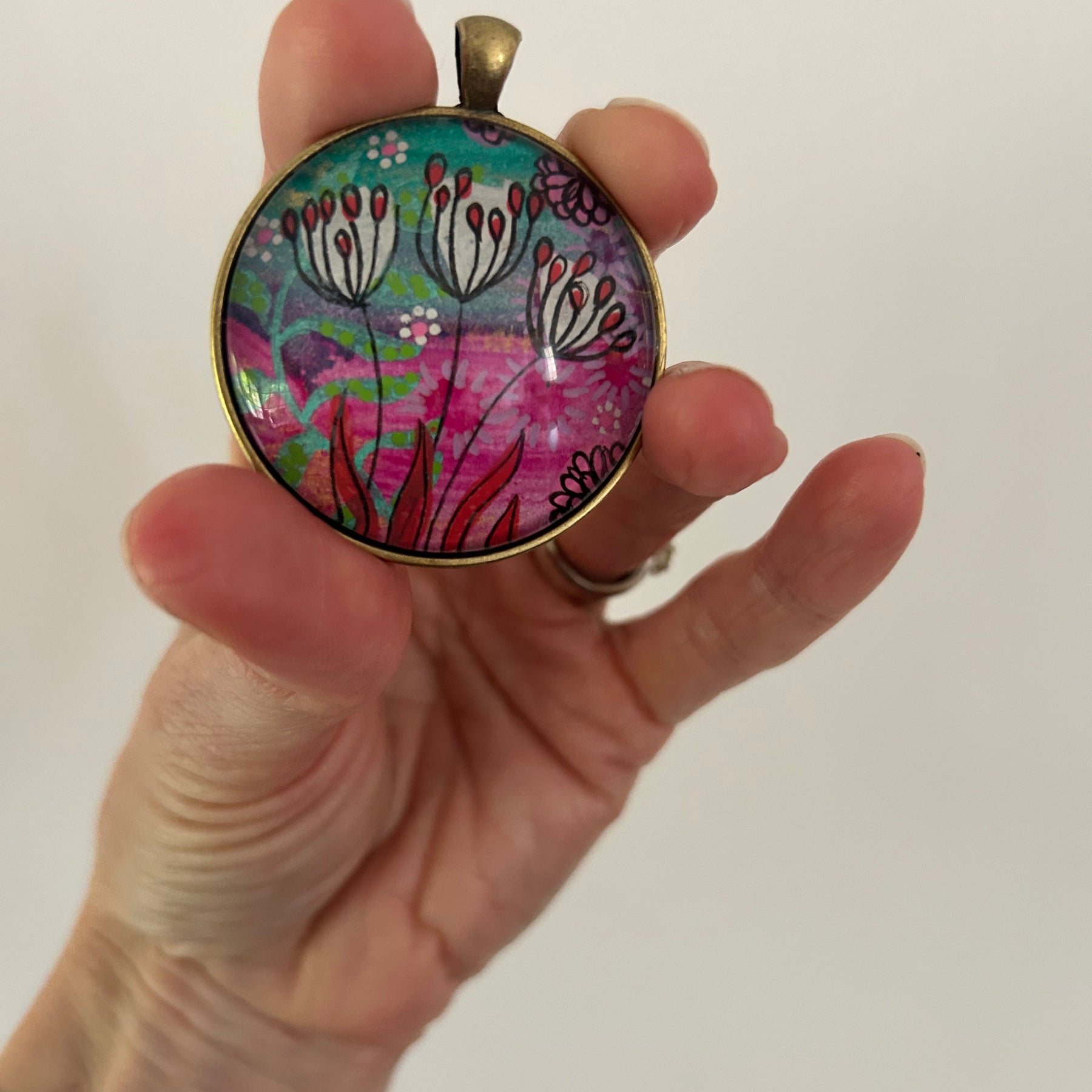 Hand-painted necklace: Berry Bright Sunshine