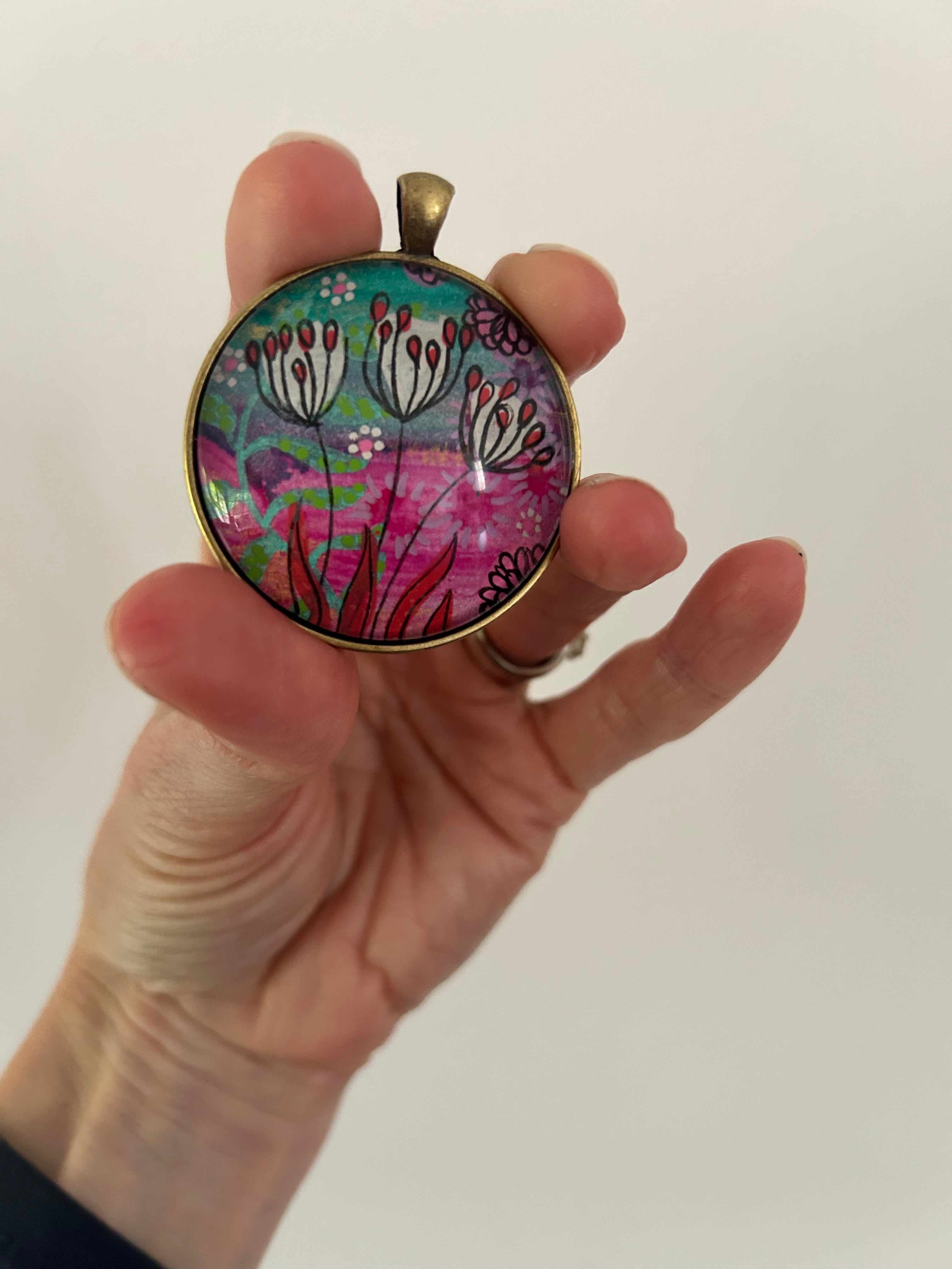 Hand-painted necklace: Berry Bright Sunshine