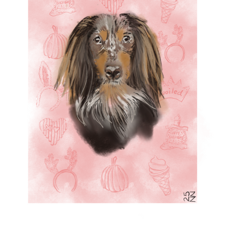 Dachshund Dog Portrait digital download, you can personalise and print any size $30