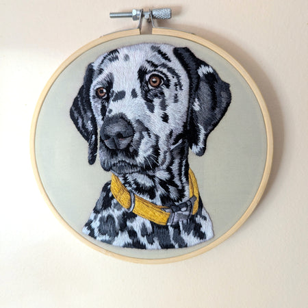 Hand Embroidered Dalmatian Thread Painting