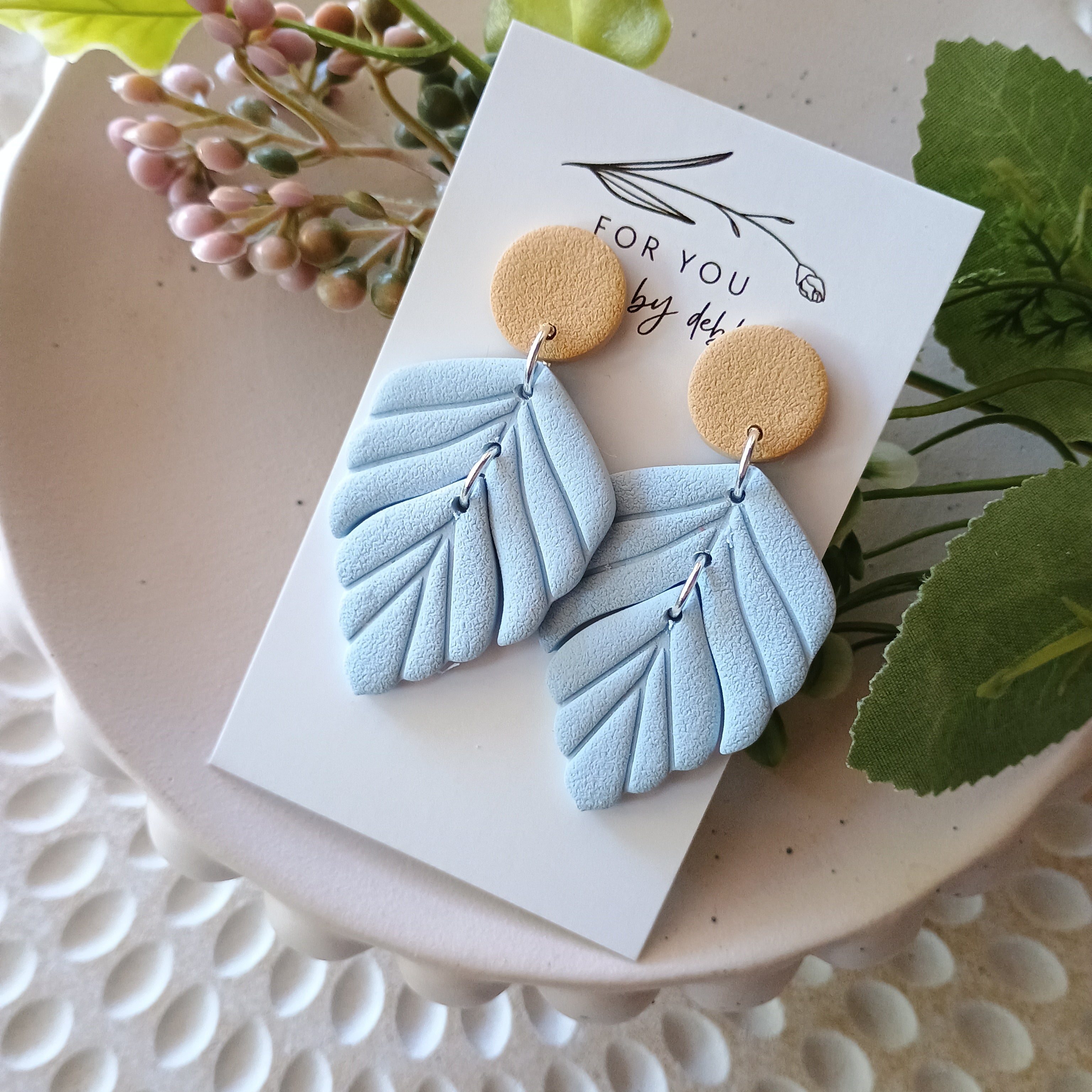 Farrah dangles polymer clay earrings- baby blue