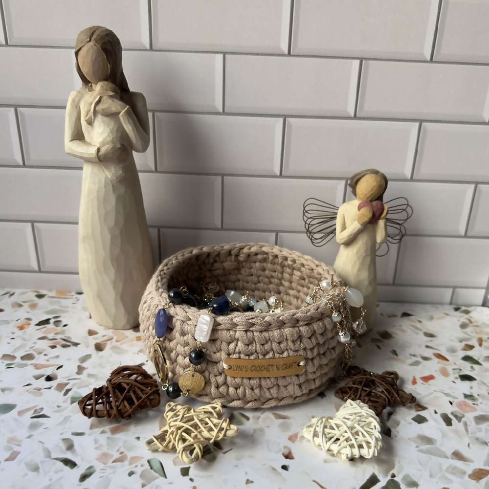 Beige Crochet Handmade baskets - small