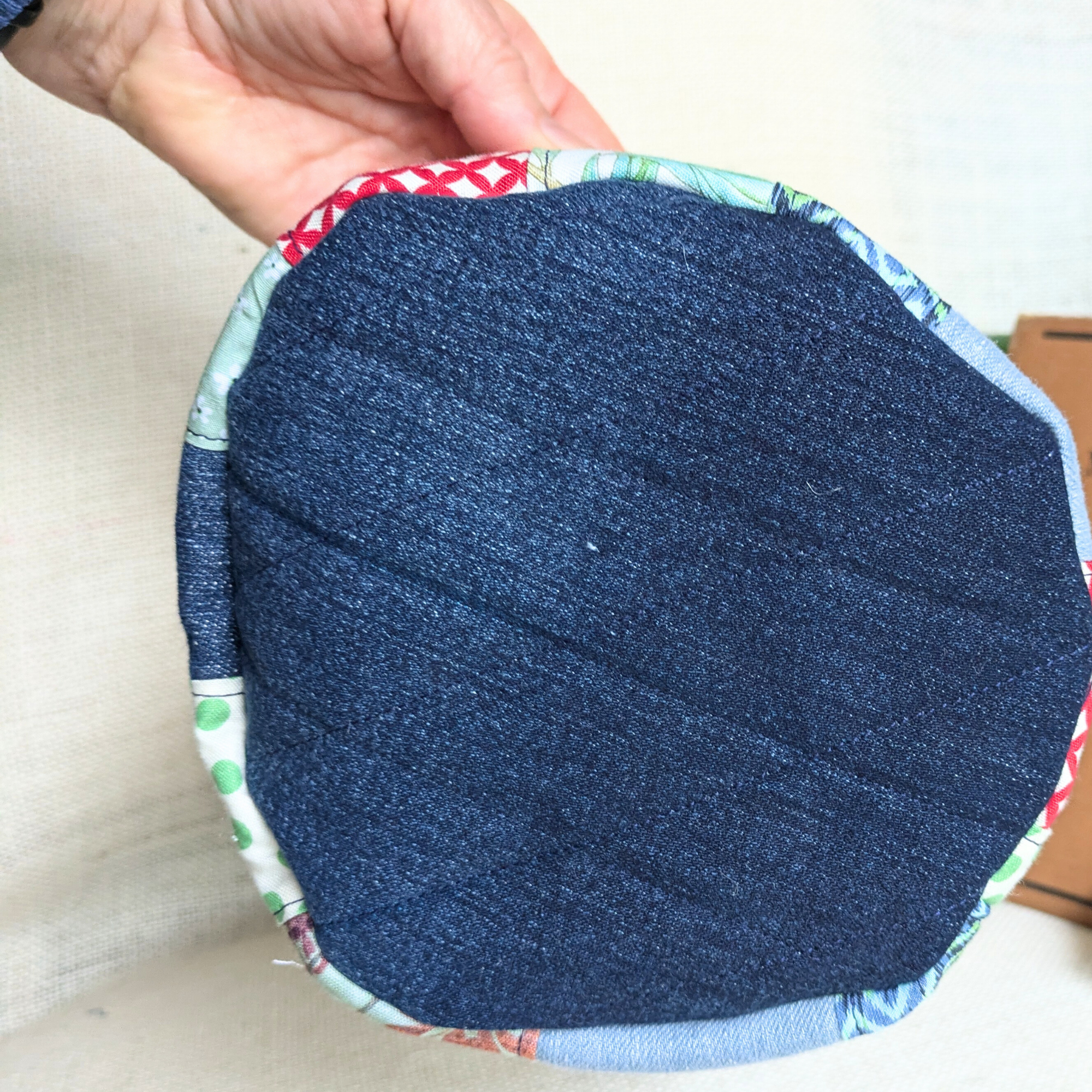 Upcycled Denim Storage Basket and Gift Bag Patchwork