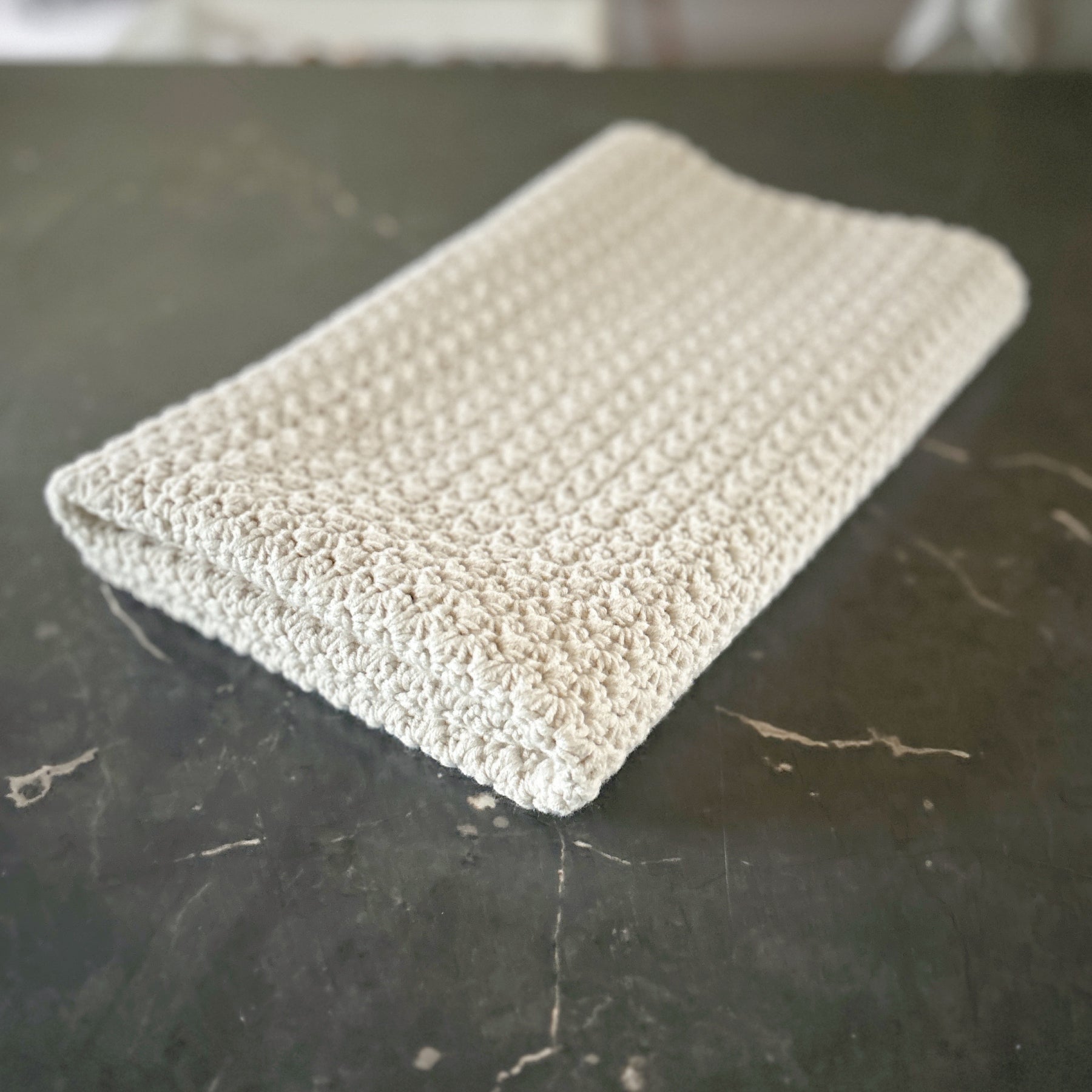 Handmade Crochet Baby Blanket | Neutral Oatmeal | Made from Cotton | Baby Shower Gift