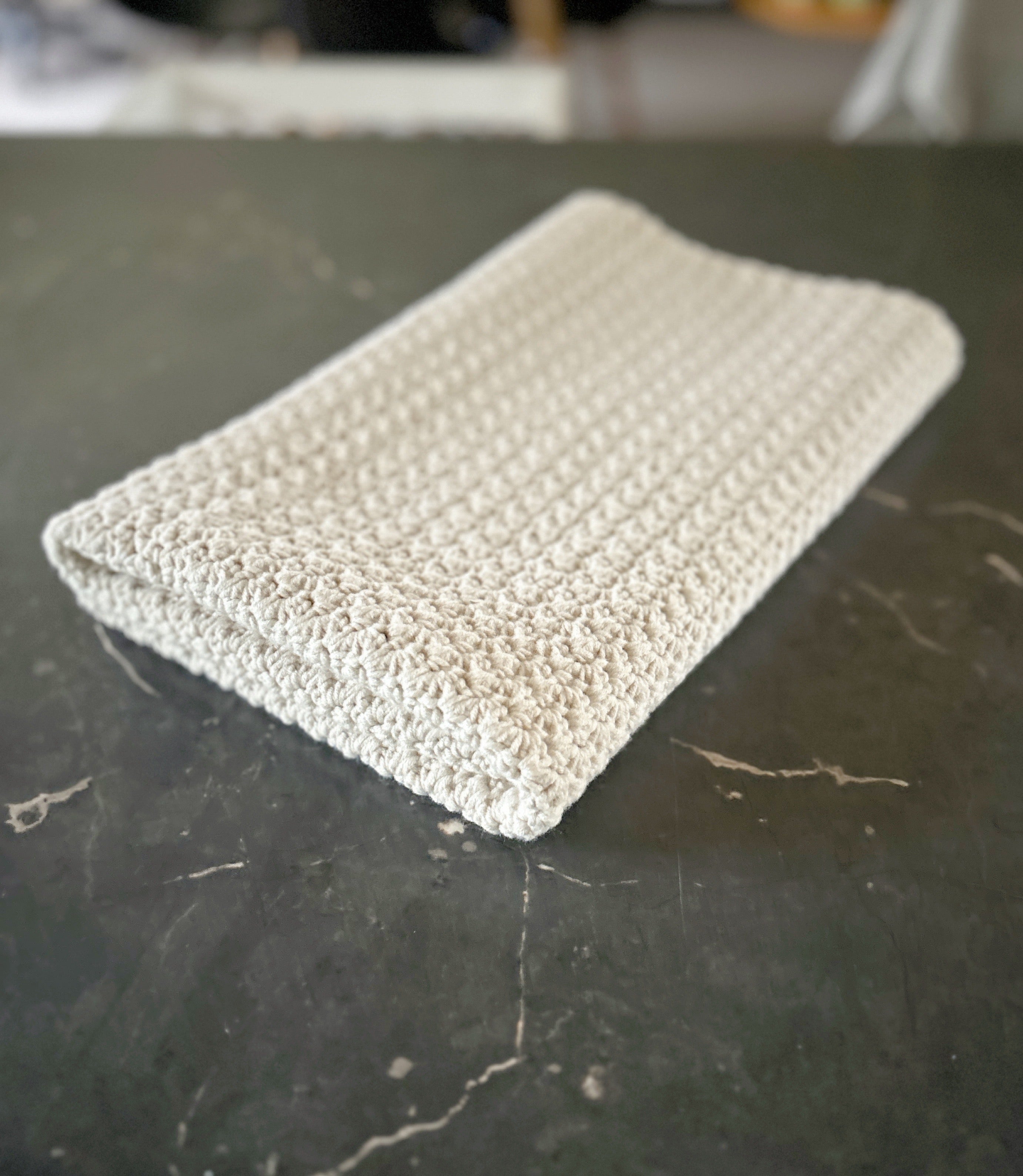 Handmade Crochet Baby Blanket | Neutral Oatmeal | Made from Cotton | Baby Shower Gift