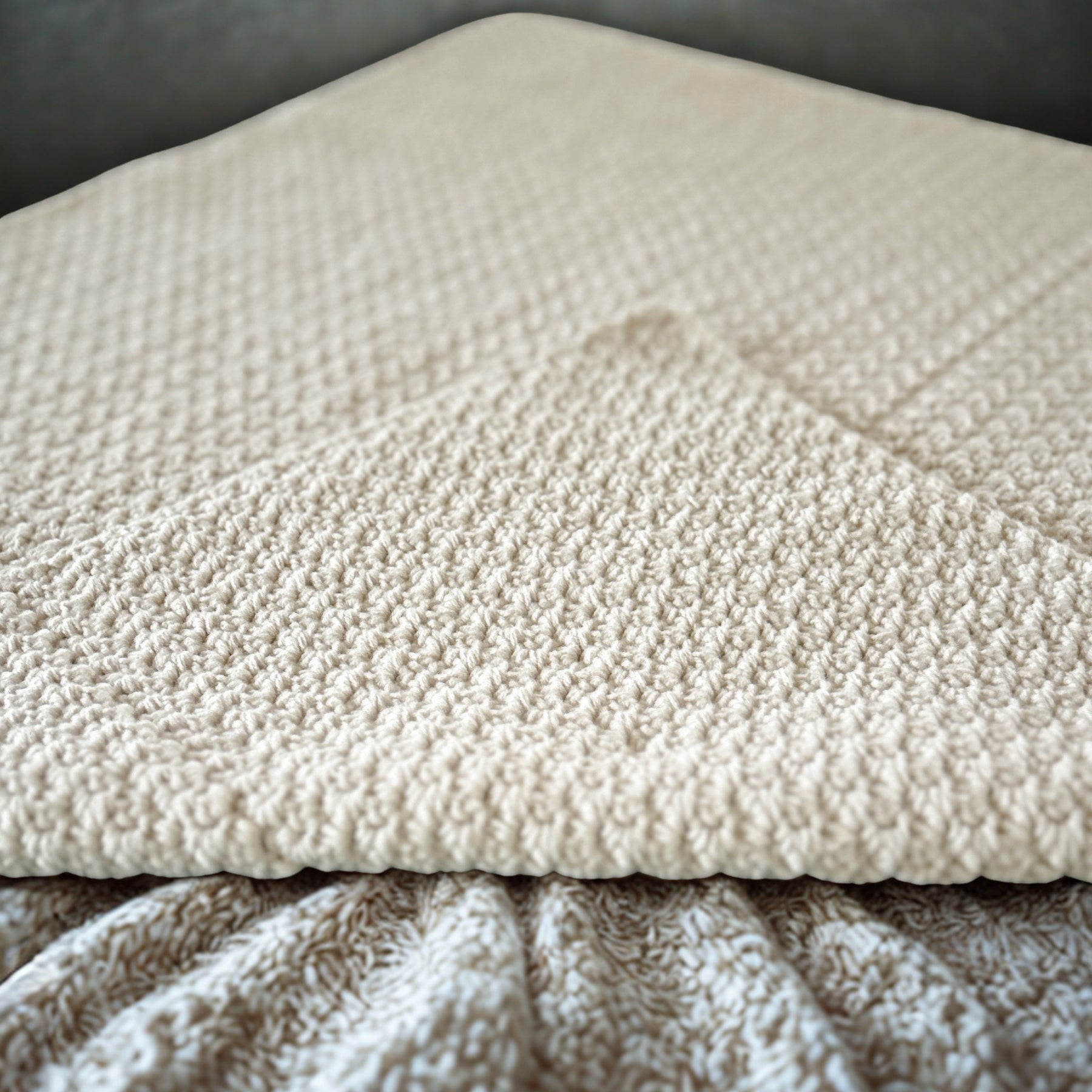 Handmade Crochet Baby Blanket | Neutral Oatmeal | Made from Cotton | Baby Shower Gift