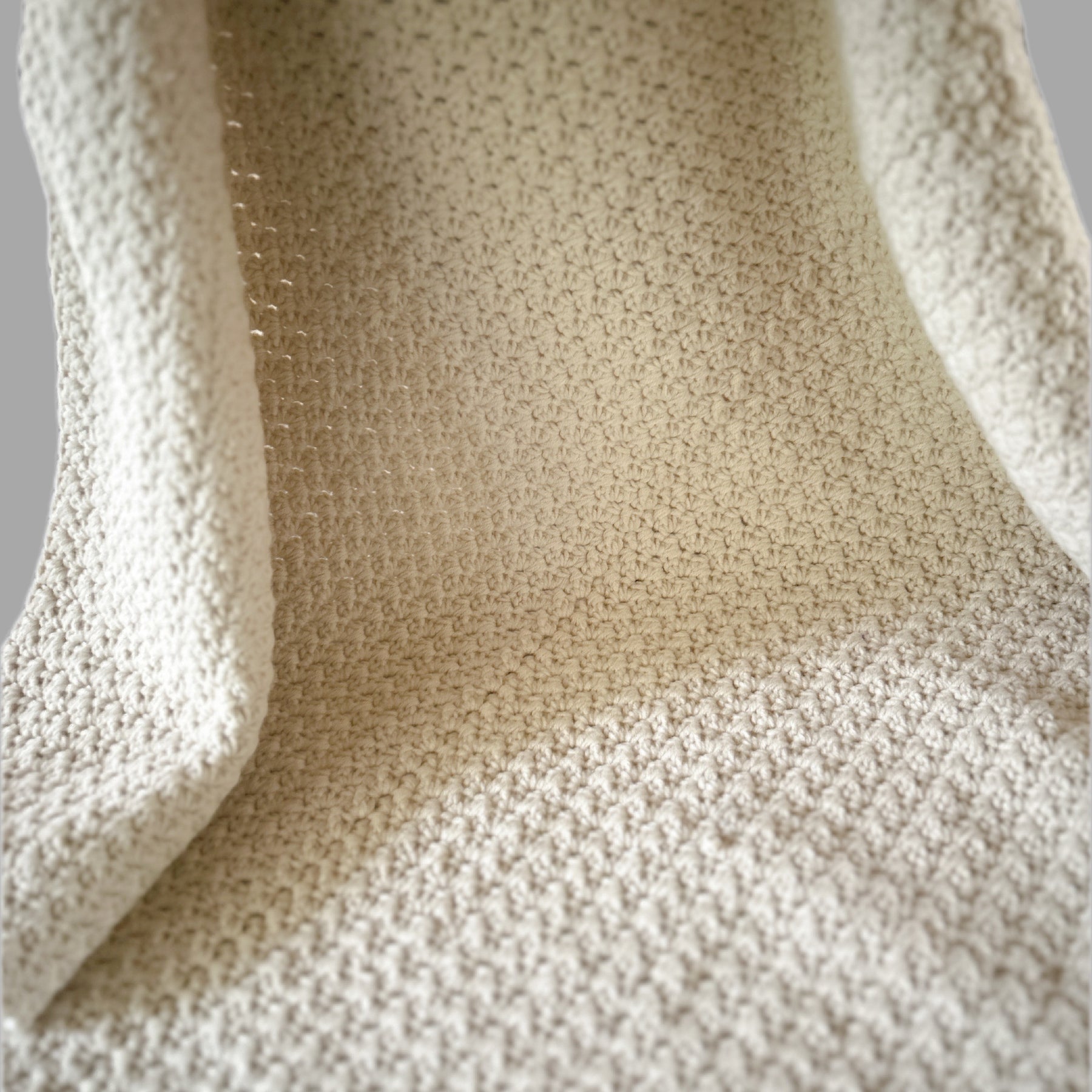 Handmade Crochet Baby Blanket | Neutral Oatmeal | Made from Cotton | Baby Shower Gift