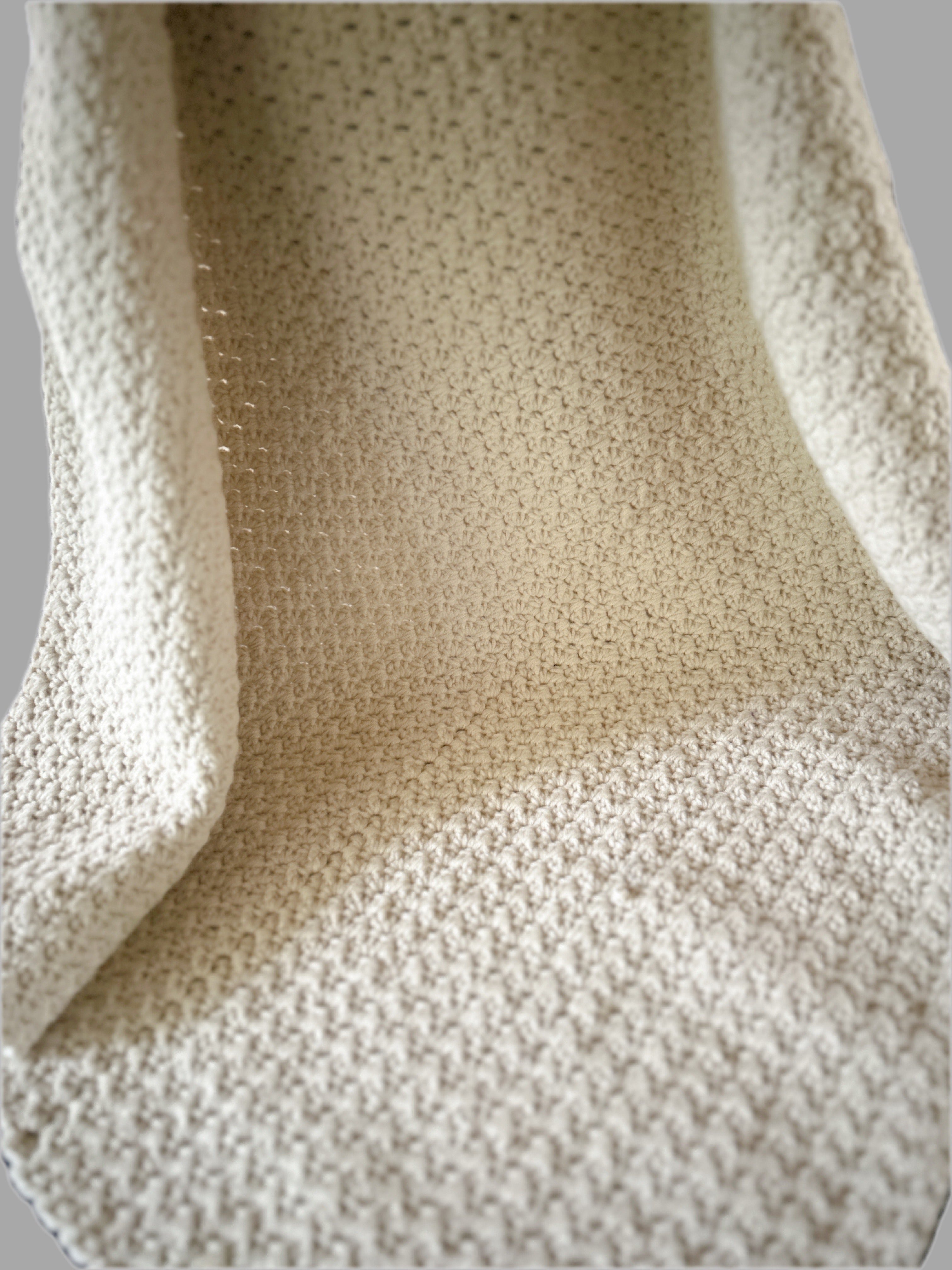 Handmade Crochet Baby Blanket | Neutral Oatmeal | Made from Cotton | Baby Shower Gift