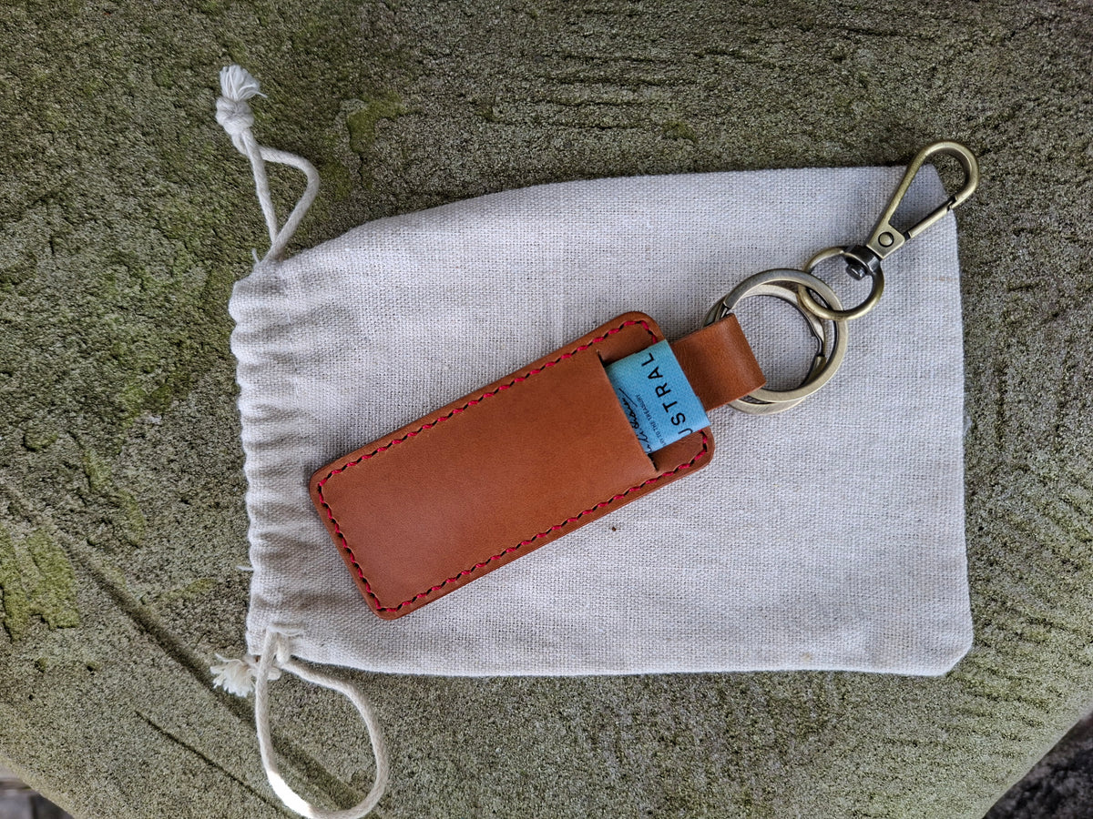 Keyring With Cash Insert - Red Thread Buttero Leather