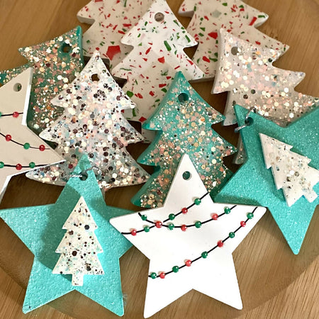 Set of five Christmas ornaments