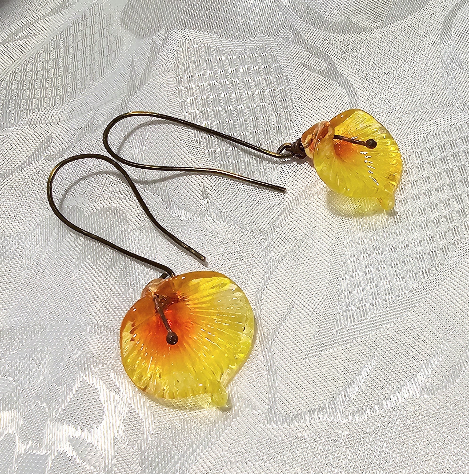 Yellow lampwork Earrings! One of a kind!