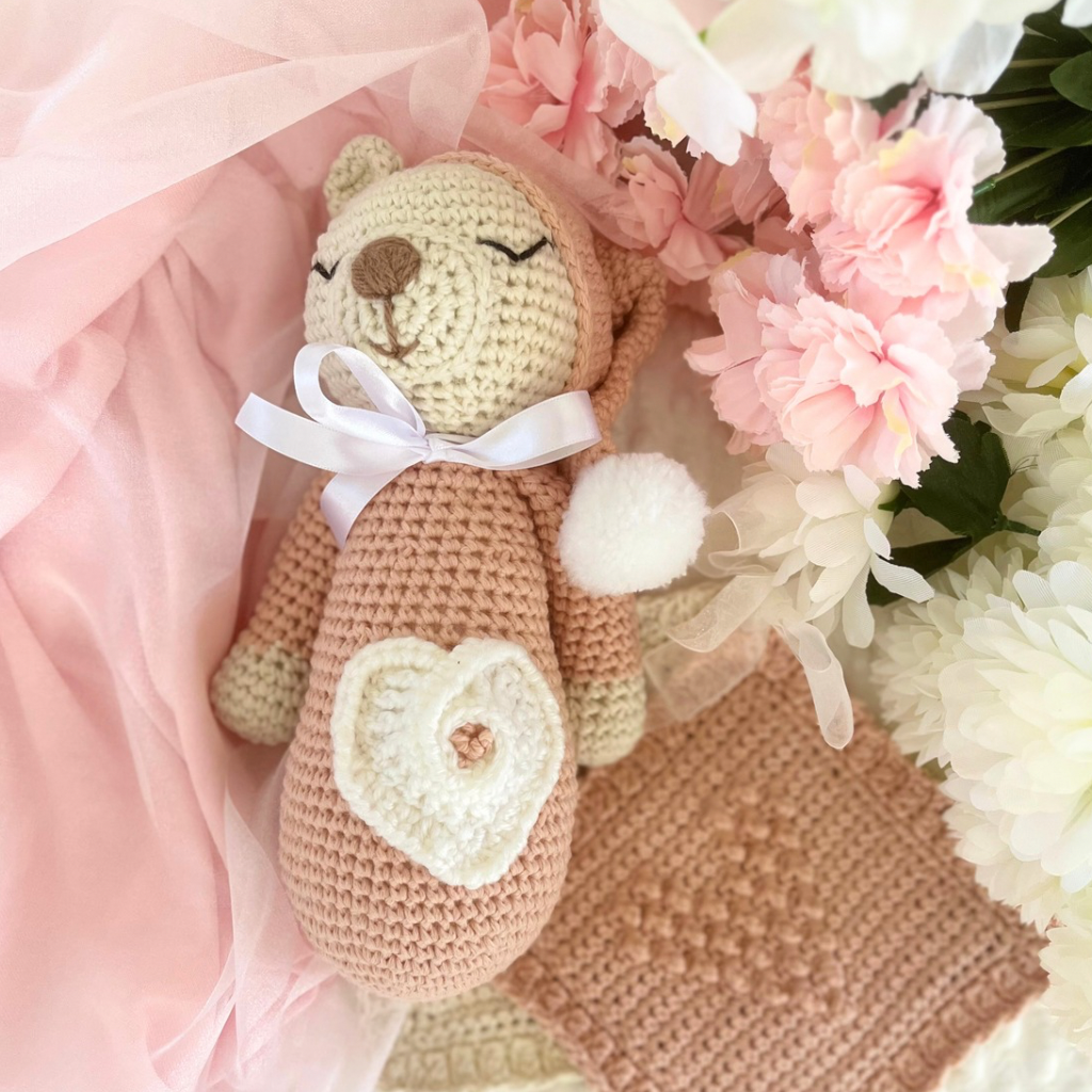 Handmade Crochet Teddy Bear Gift Set - Crochet Baby Gift Pack