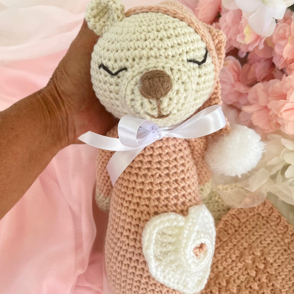 Handmade Crochet Teddy Bear Gift Set - Crochet Baby Gift Pack