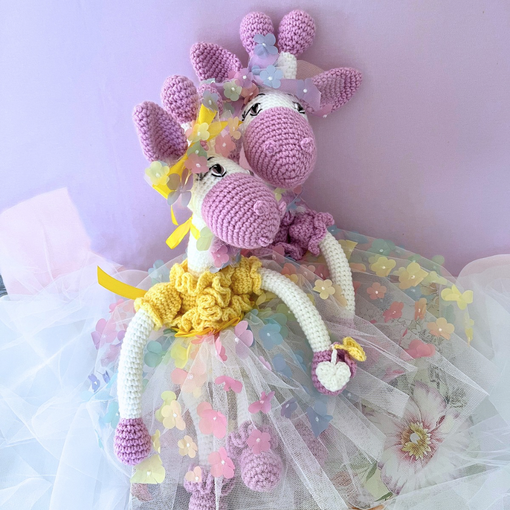 Crochet Giraffe Sisters, Handmade Crochet Giraffes 58cms