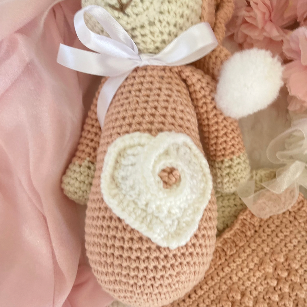 Handmade Crochet Teddy Bear Gift Set - Crochet Baby Gift Pack