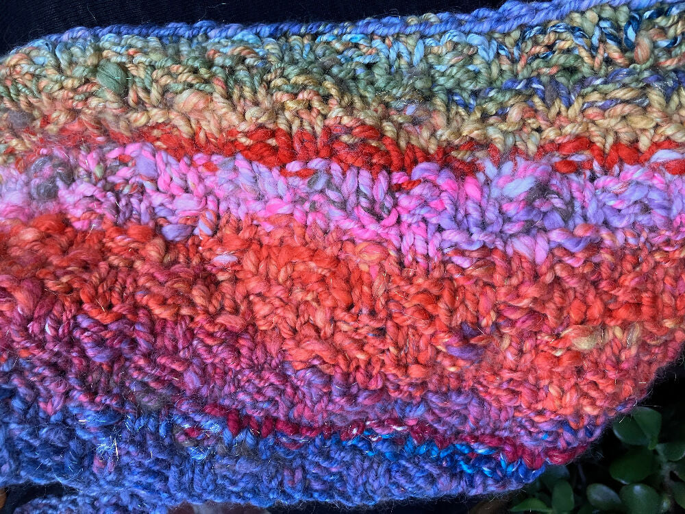 Merry-Go-Round Cowl or Ring Scarf - hand knitted from hand spun yarn