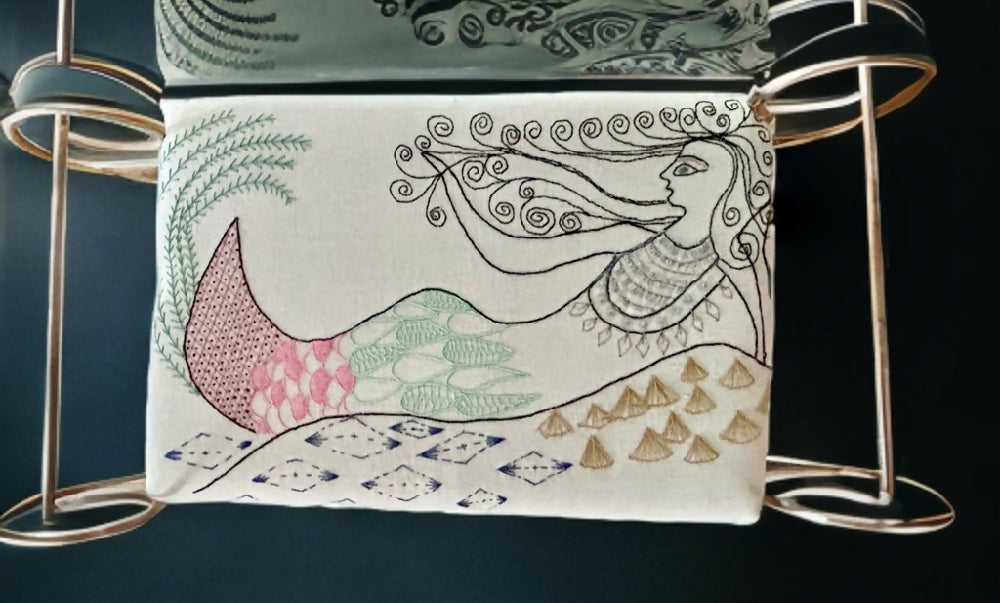 Embroidered vintage stool