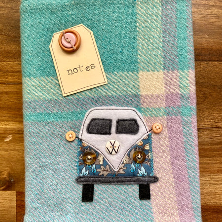 A5 Upcycled Notebook Kombi - blue/mauve