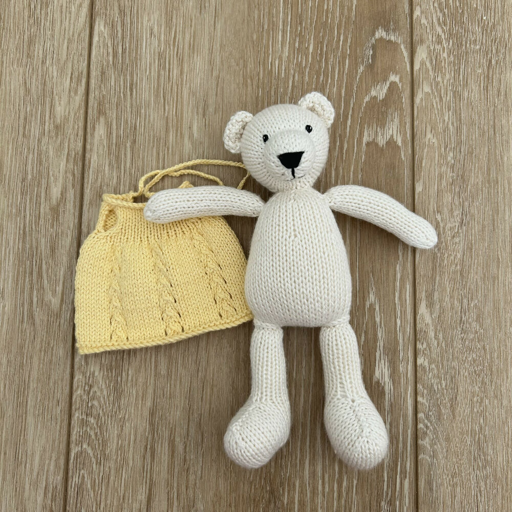 Hand Knit | White Polar Bear | Teddy Bear | 23cm | Ready to Ship