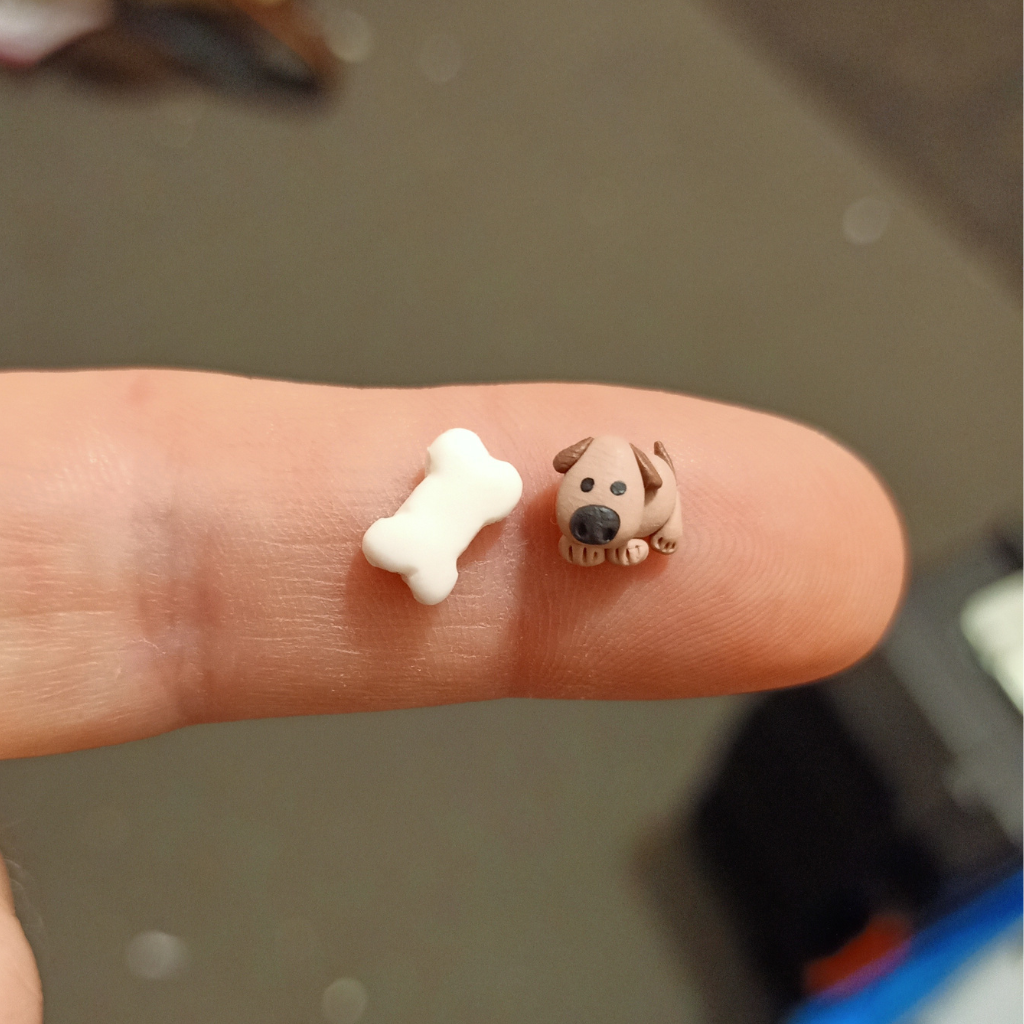 Dog and poop/bone stud earrings