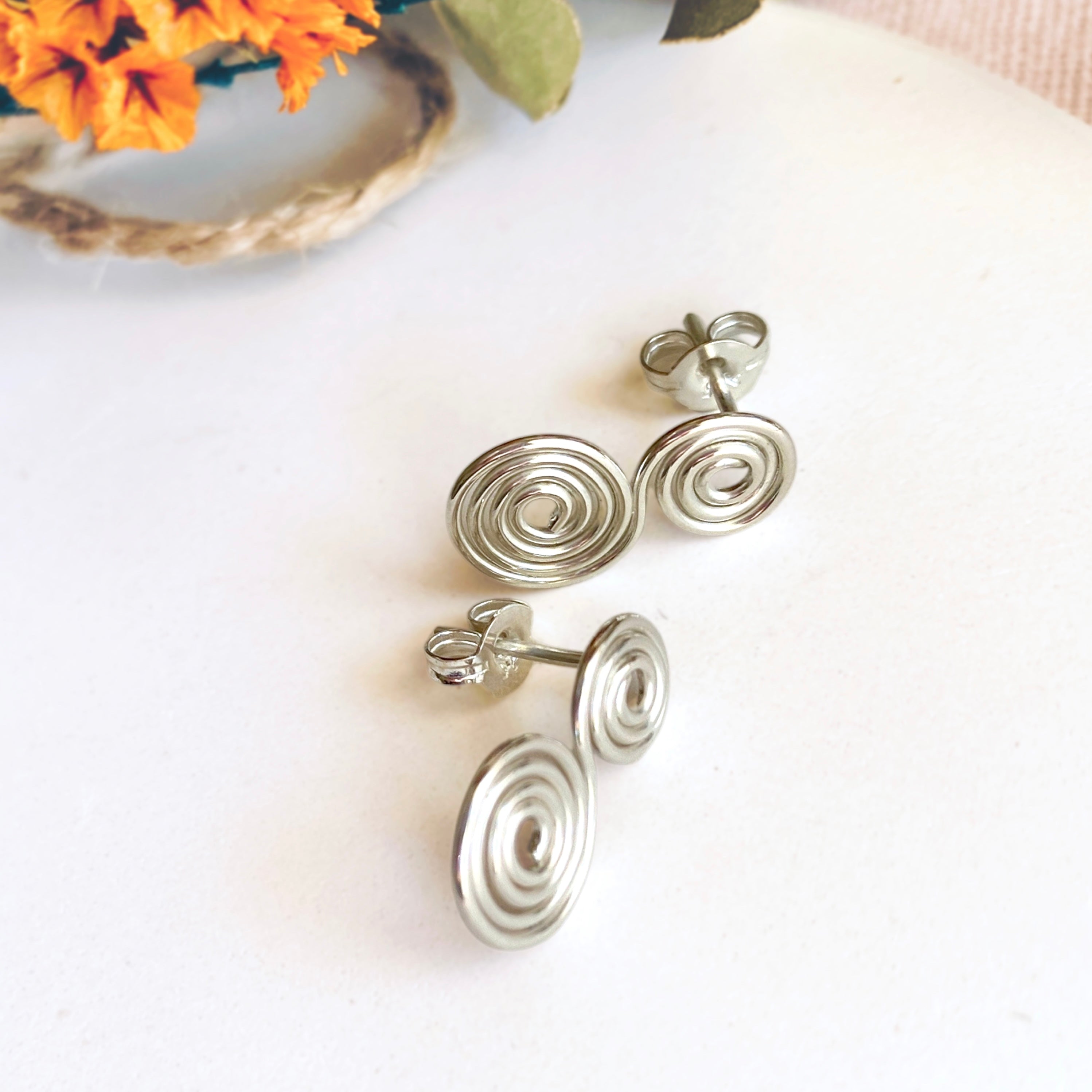 Spirals stud earrings | Sterling Silver | Celtic-inspired jewellery
