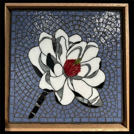 ‘MAGNOLIA’ Stained Glass Framed Mosaic Magnolia Flower
