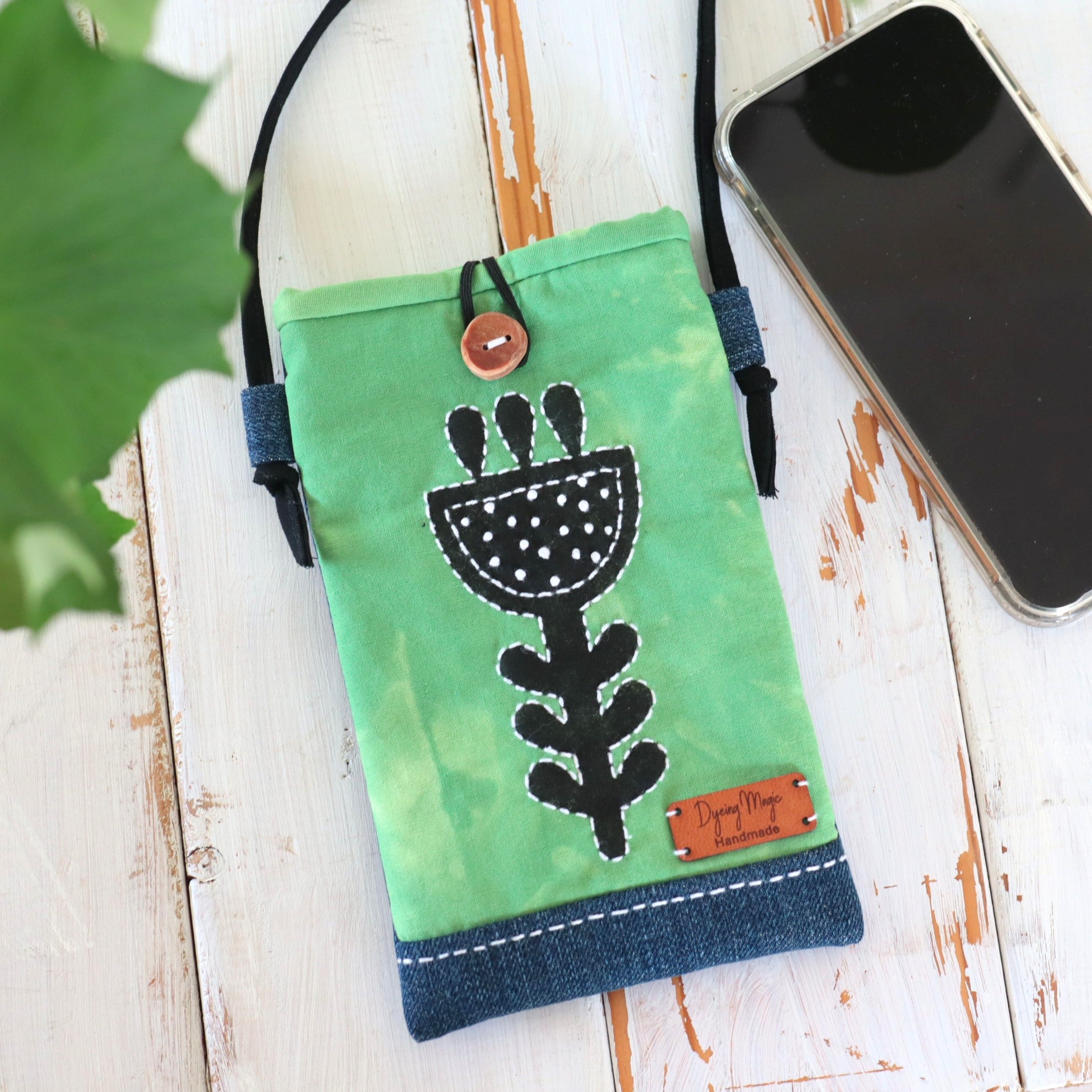 Had Dyed Block Printed Phone pouches, Crossbody Phone bags
