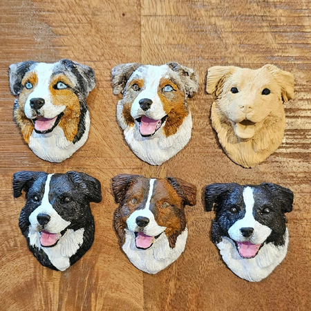 Custom Painted Border Collie/ Aussie Shepherd Sculpture