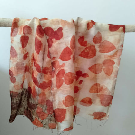 Wool silk scarf eco printed