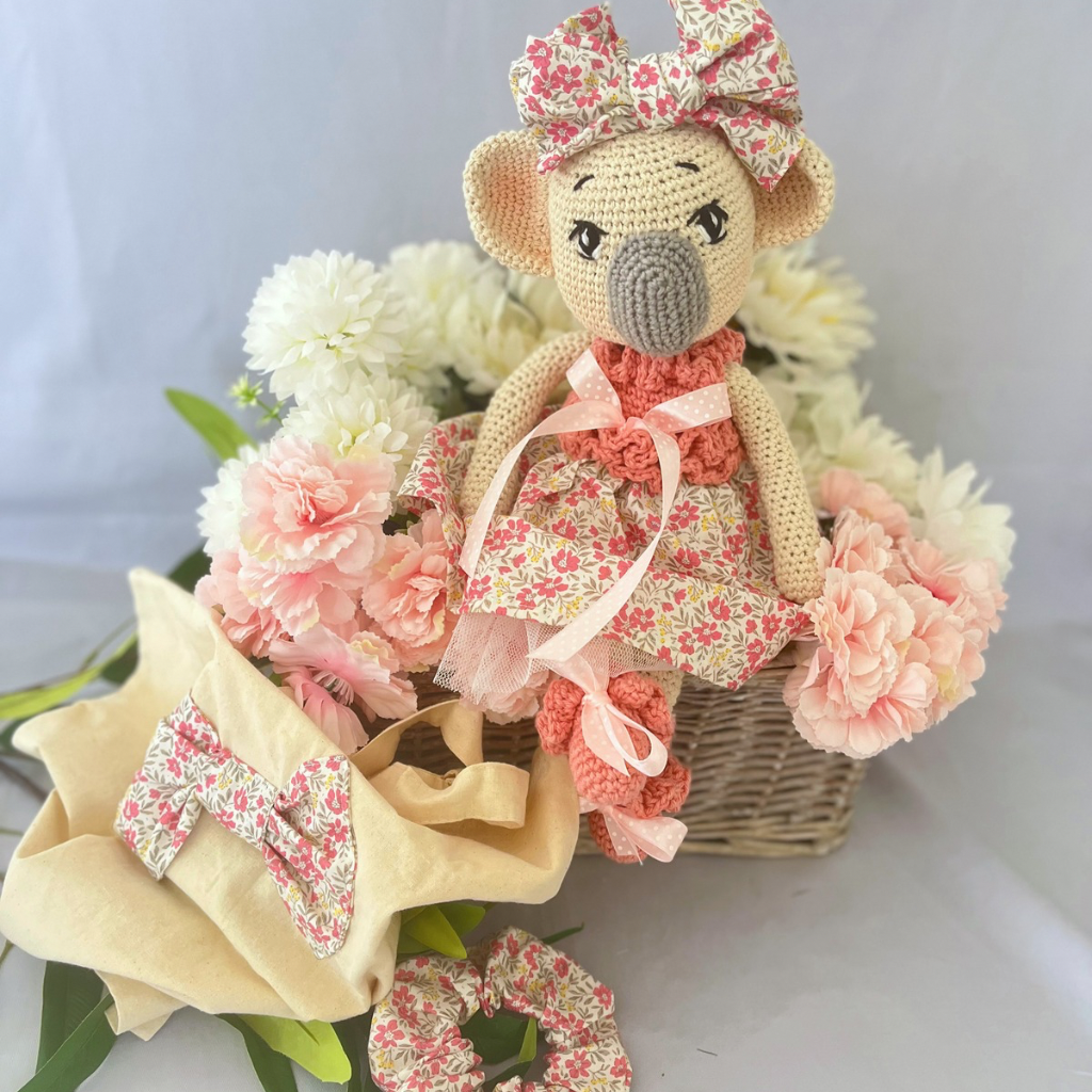 Handmade Crochet Koala Doll Miss Katie |Matching Bag |Matching Scrunchie
