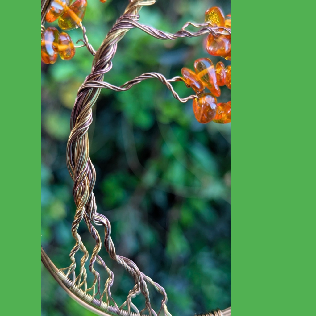 Baltic amber tree suncatcher - Wire art - OOAK design