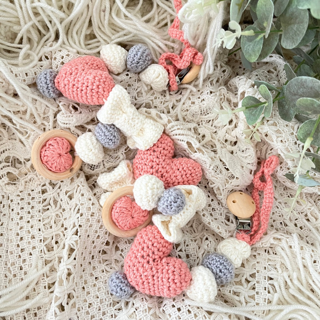 Crochet Pram Stroller Crib Mobile Chain - Cot Decor