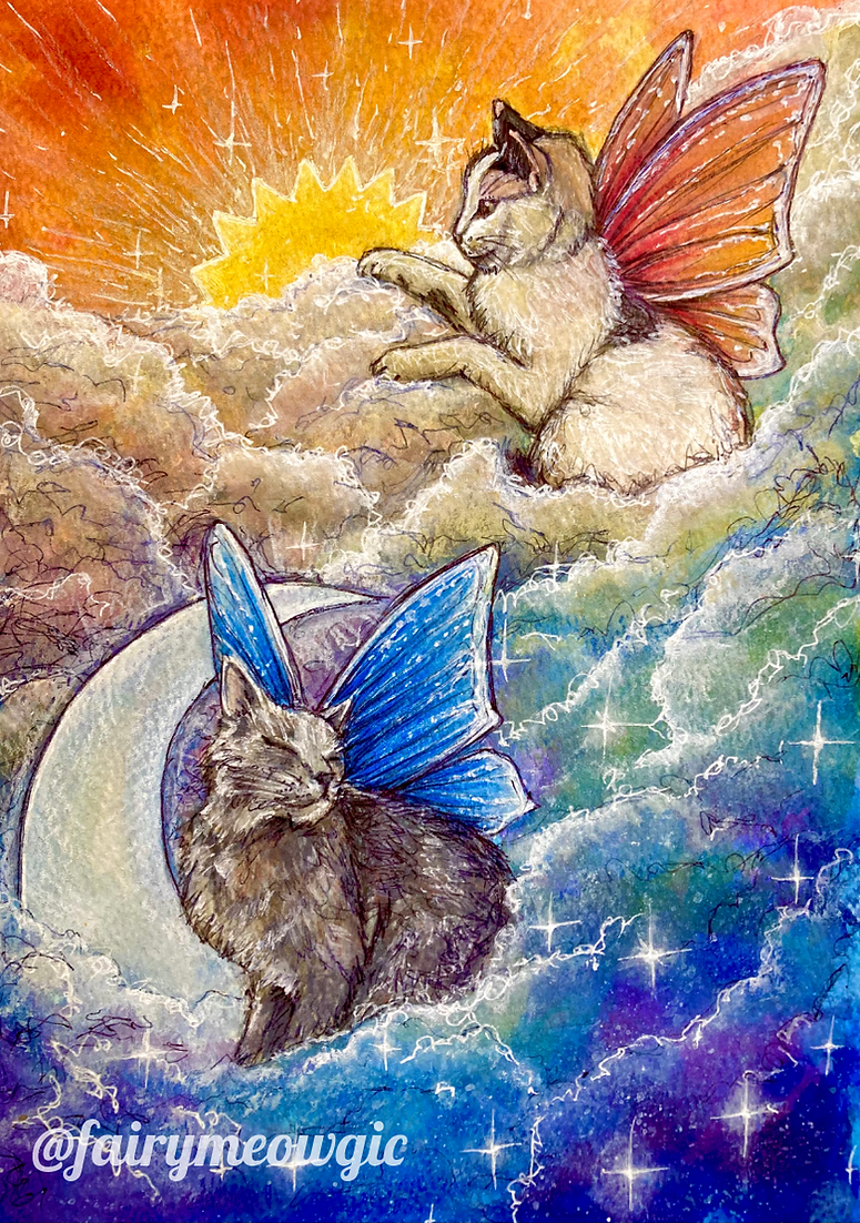 Custom Watercolour Fairy Cat Painting