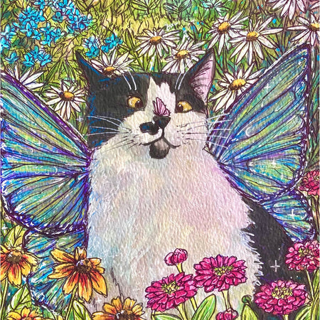 Custom Watercolour Fairy Cat Painting