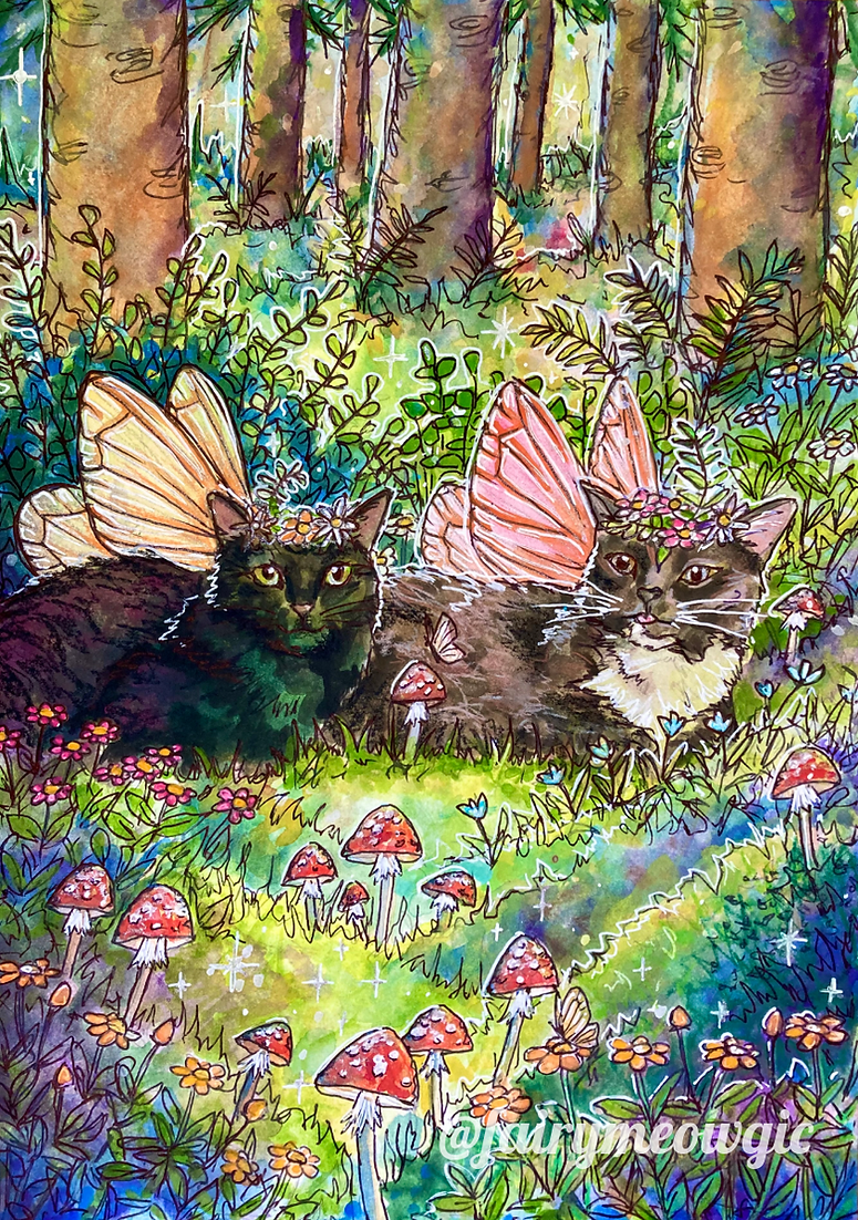 Fairy Cat A6 Art Prints