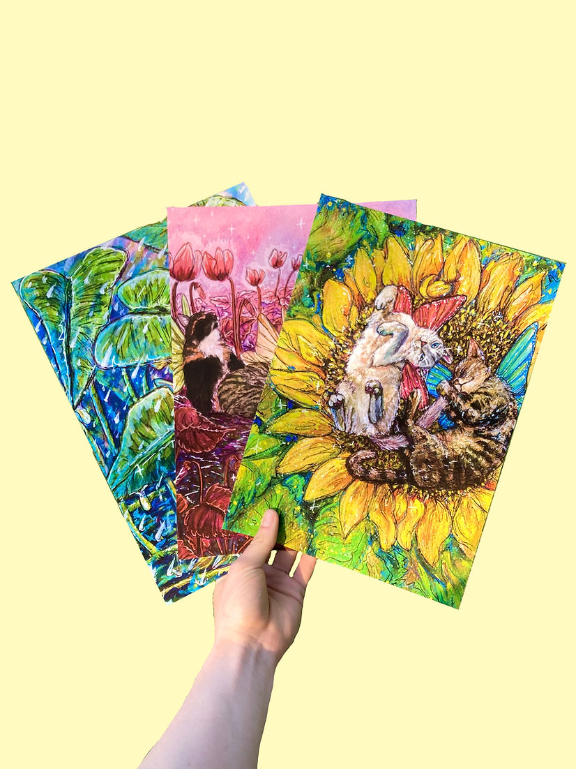 A4 Fine Art Print - Watercolour Fairy Cats