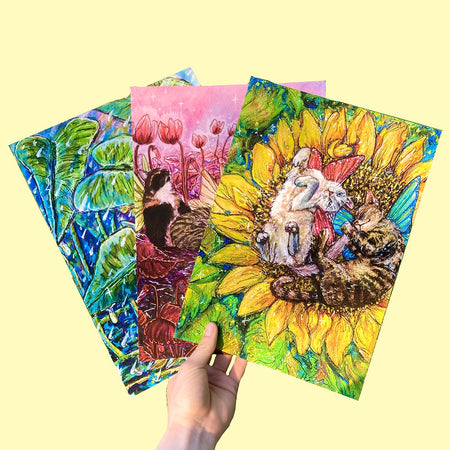 A4 Fine Art Print - Watercolour Fairy Cats