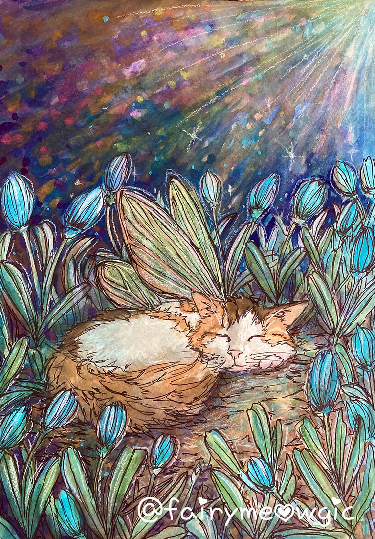 Fairy Cat A3 Giclee Fine Art Print