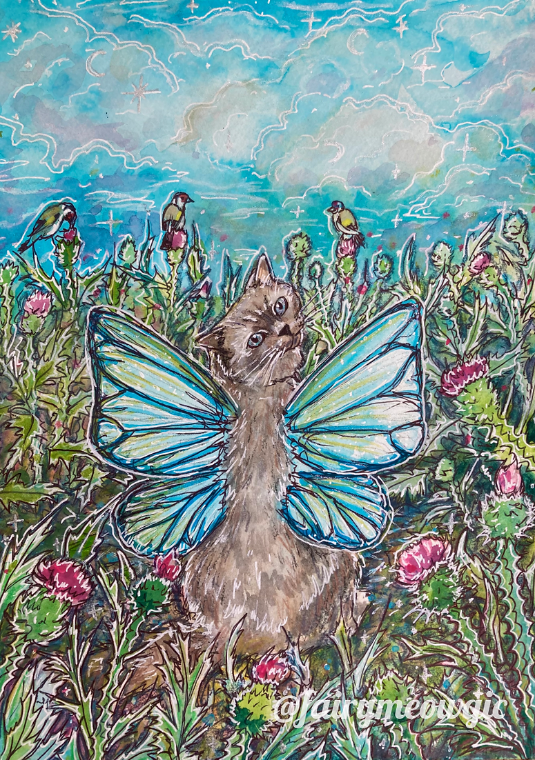Fairy Cat A6 Art Prints