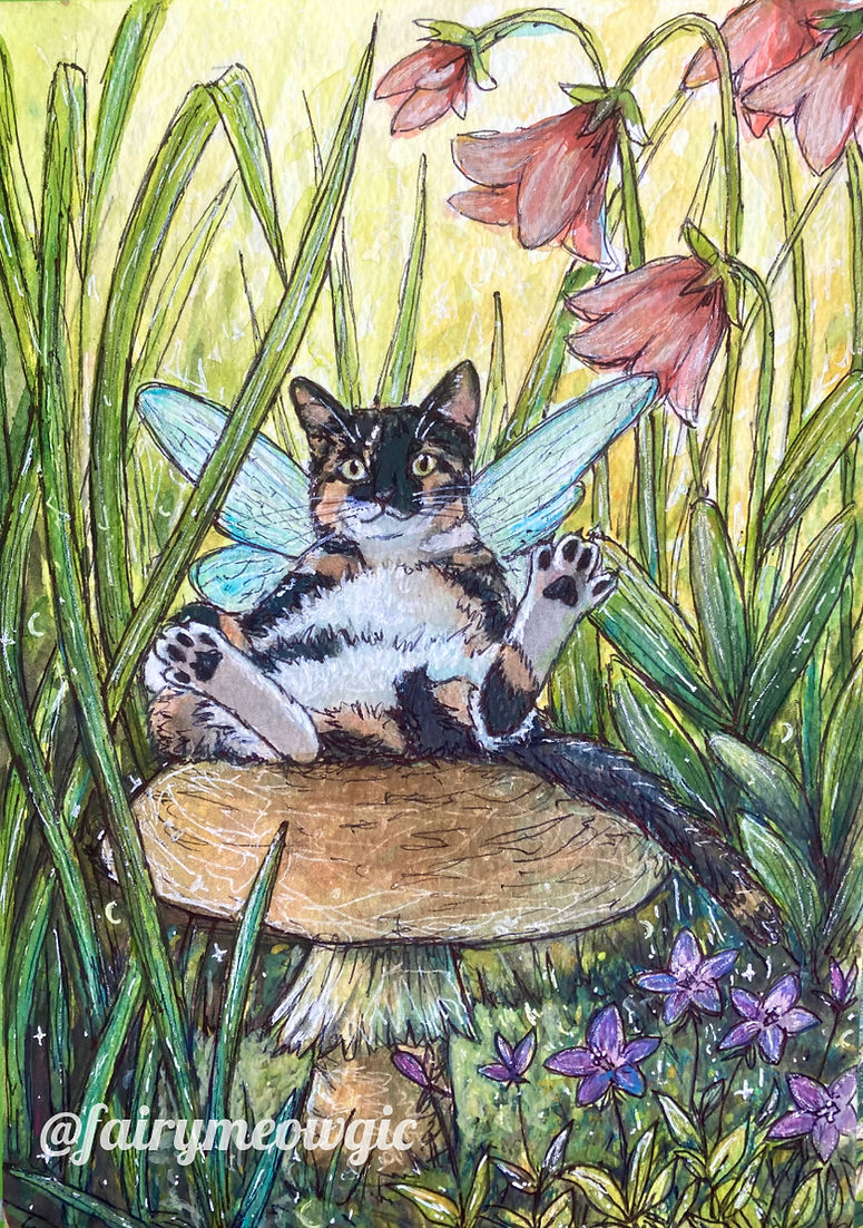 Fairy Cat A3 Giclee Fine Art Print